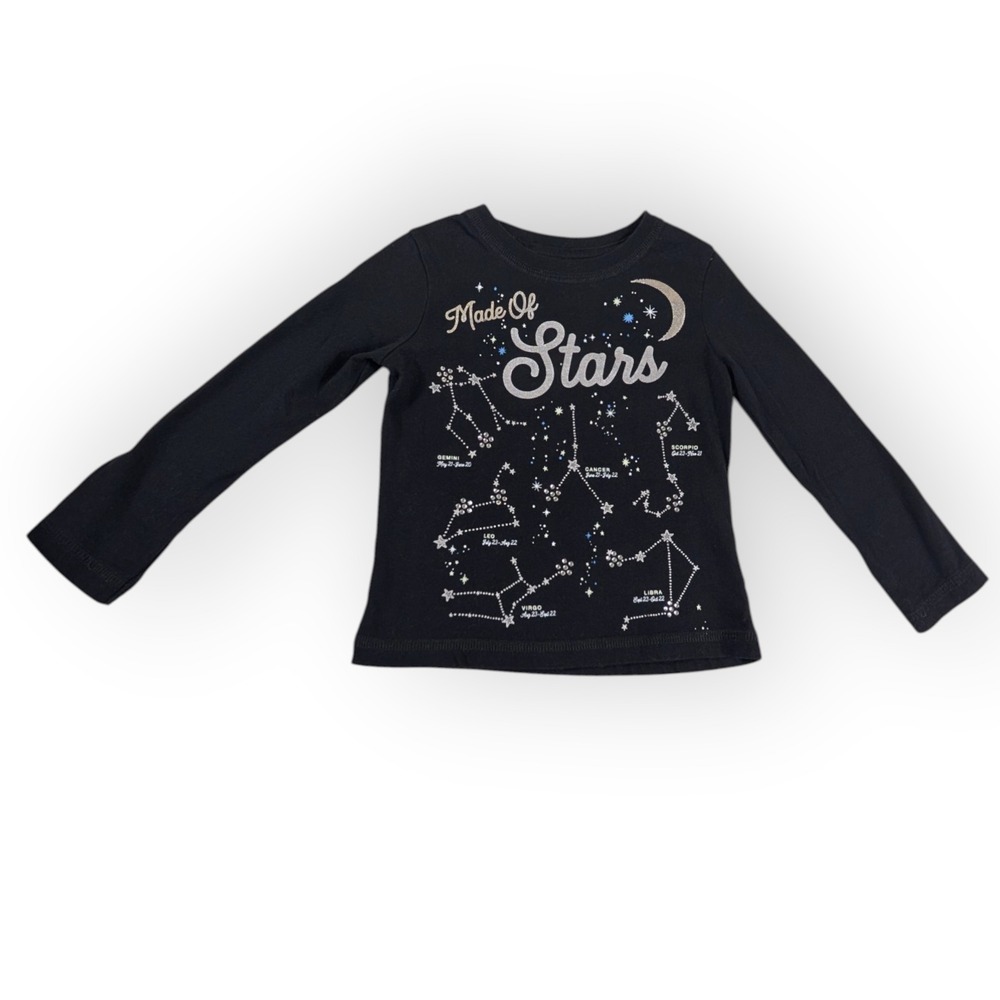 Peek Kids Black Made Of Stars Constellation Zodiac Long Sleeve Tee Shirt 2T